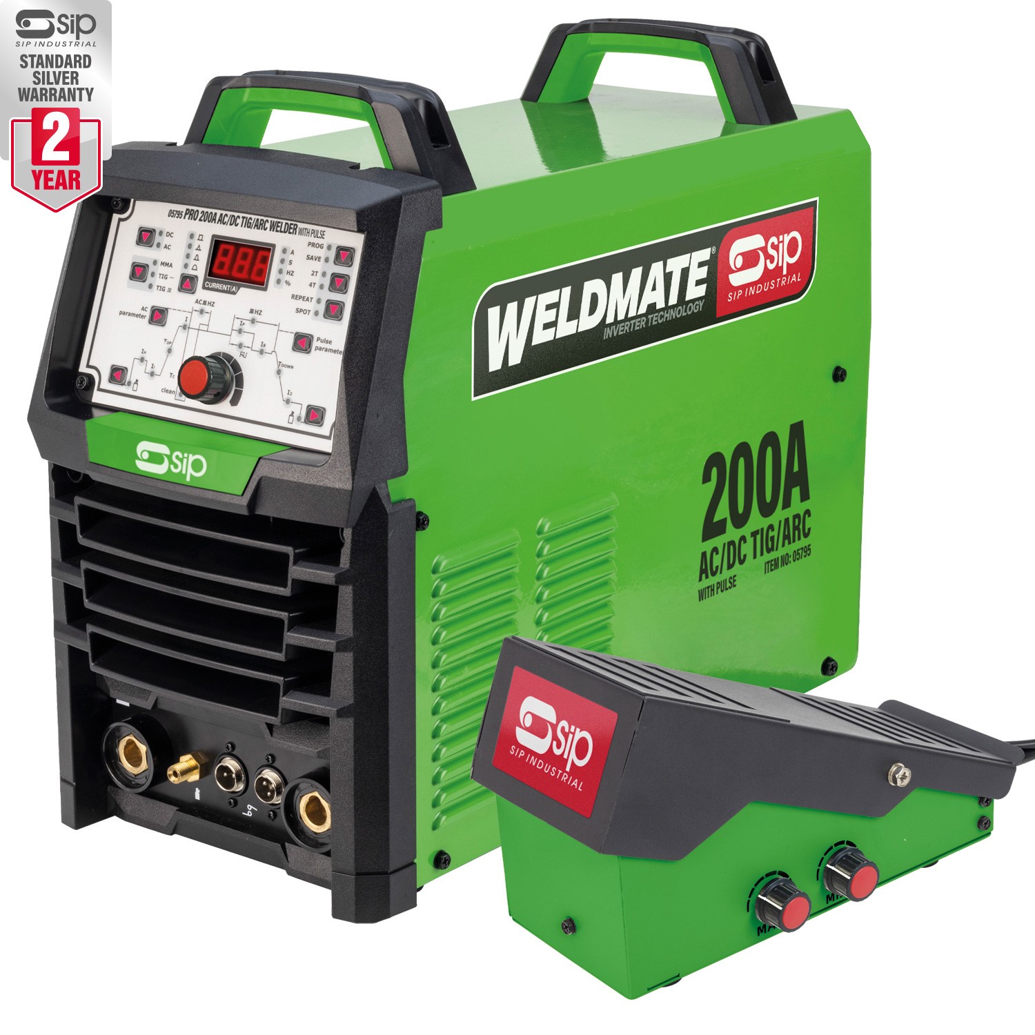 SIP PRO 200A AC/DC TIG/ARC Welder with Foot Pedal SIP Industrial