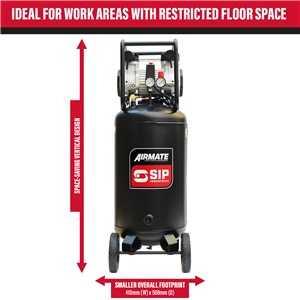 SIP DD 3hp 100ltr Low Noise Vertical Compressor